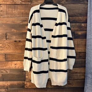 Striped Black and White Women’s Cardigan